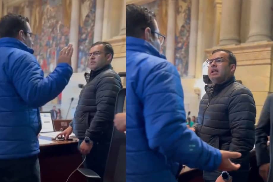 Representante del Centro Democrático Óscar Villamizar y presidente de la Cámara, Jaime Raúl Salamanca.