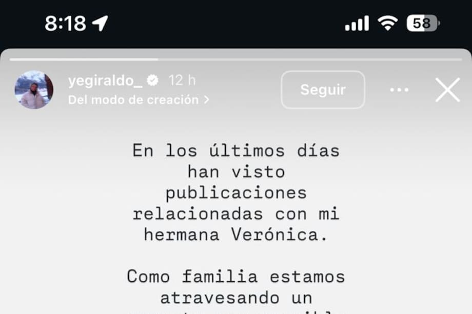 Imagen de comunicado que emitió Jessica Giraldo, hermana de Karol G, sobre video que publicó Verónica Giraldo