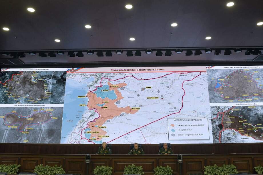 Imagen del mapa donde fueron establecidas las zonas de seguridad en Siria. / AFP