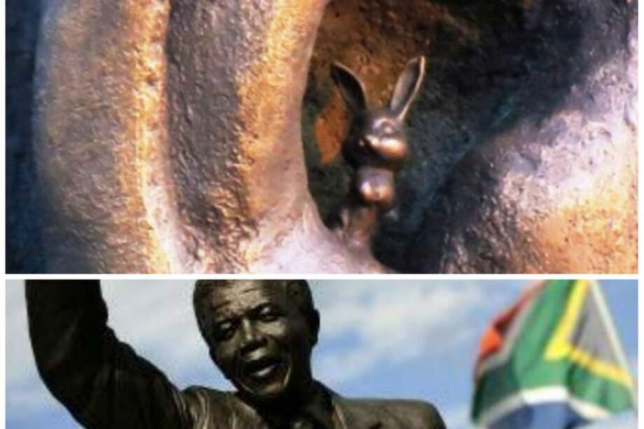 Retiran conejo de bronce incrustado en estatua de Nelson Mandela