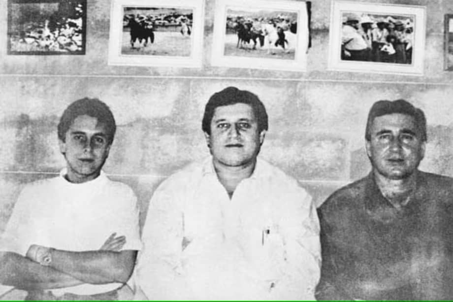 De izquierda a derecha, Fabio Ochoa Vásquez, Jorge Luis Ochoa Vásquez y Juan David Ochoa, miembros del cartel de Medellín en los años 80.