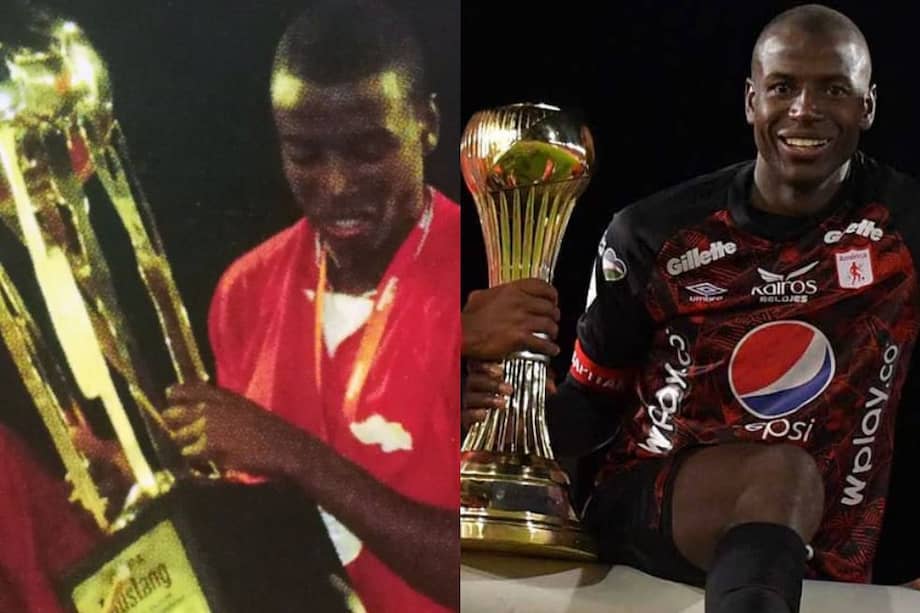 Adrián Ramos con los dos títulos de liga que ganó con América de Cali.