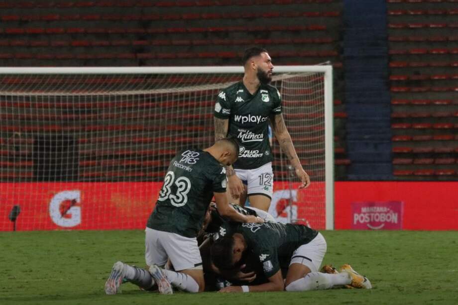 Andrey Estupiñán, del Deportivo Cali, anotó el tanto del empate frente a Atlético Nacional.