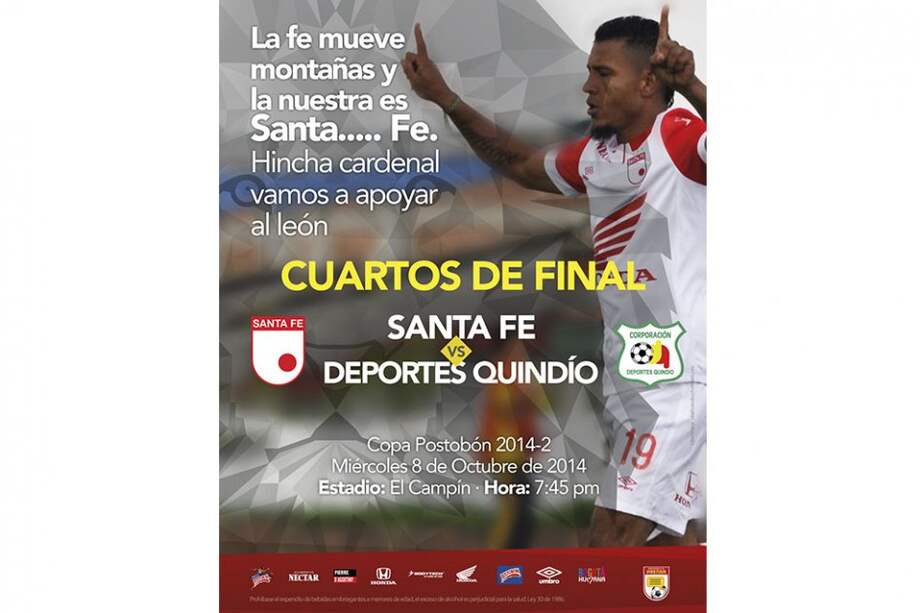 Independiente Santa Fe enfrenta este miércoles a Deportes Quindío por un cupo a las semifinales de la Copa Postobón.