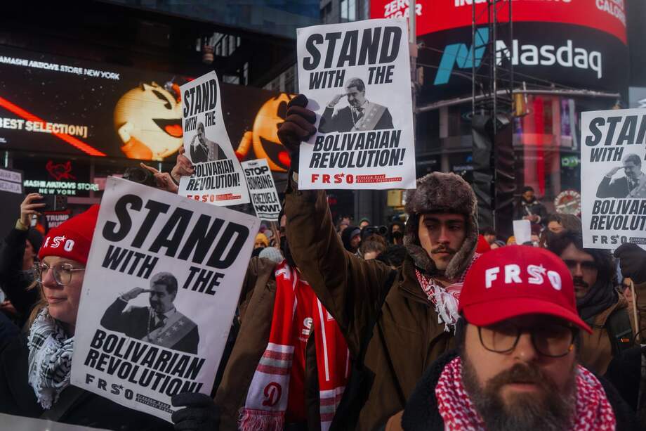 Protestas en apoyo a la revolución bolivariana en Nueva York, Estados Unidos.