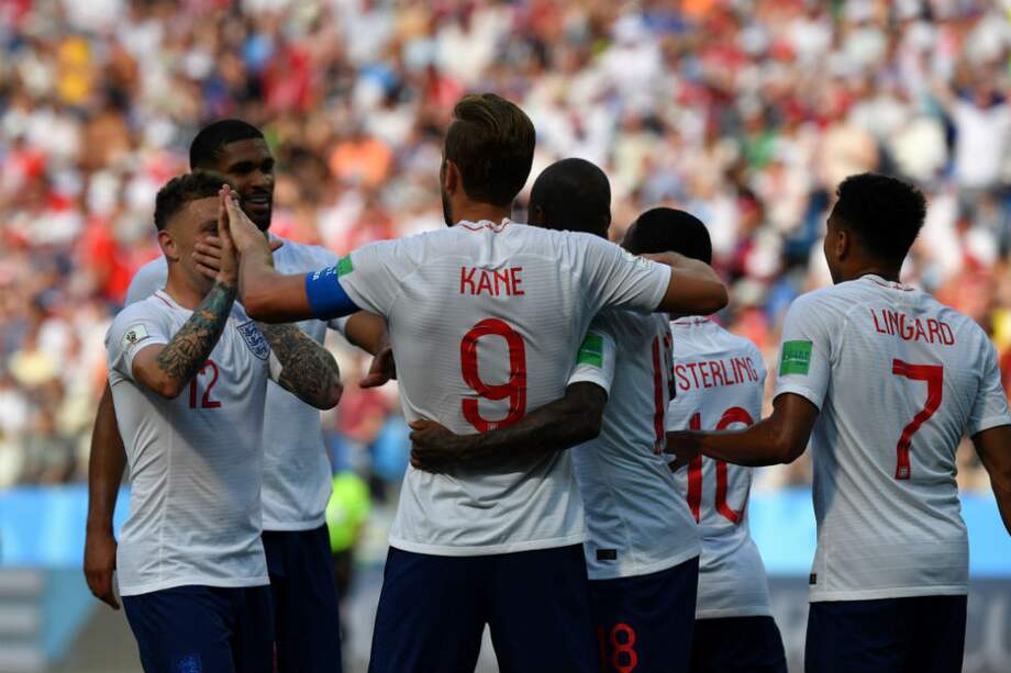Harry Kane celebra el sexto tanto de Inglaterra contra Panamá. / AFP