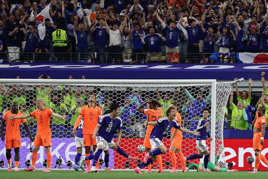 Jugadores de Japón celebran el segundo gol frente a Países Bajos en la primera fecha del grupo F de la Copa Mundial de la FIFA Estados Unidos, México y Canadá 2026.