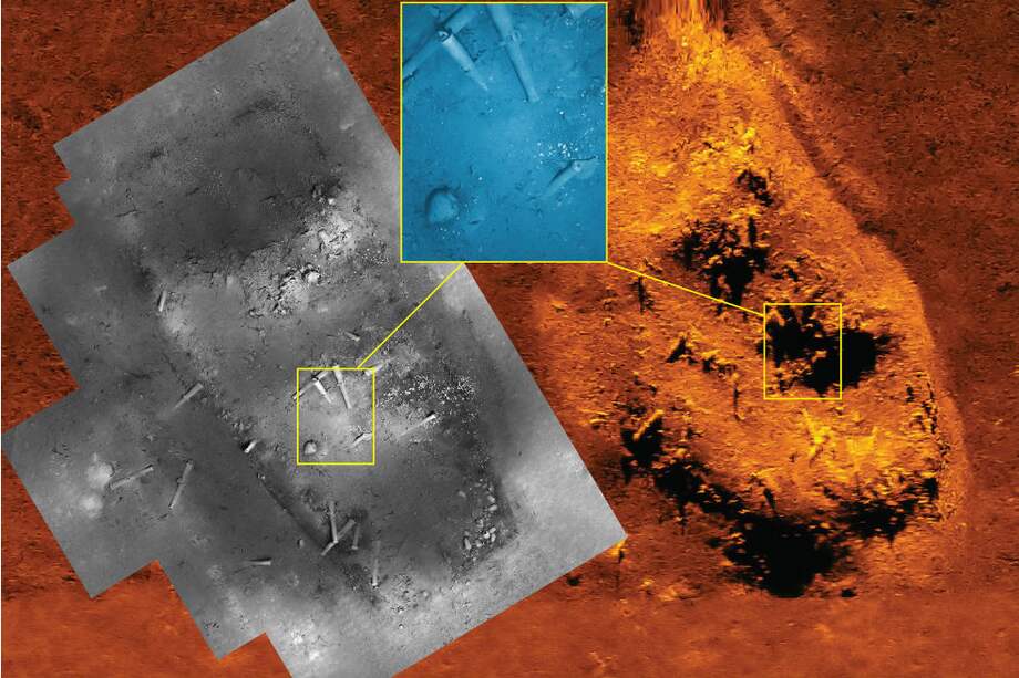 Imagen de la exploración y localización del galeón San José en el mar Caribe, suministrada por el Instituto Colombiano de Antropología e Historia, asesor científico del proceso.