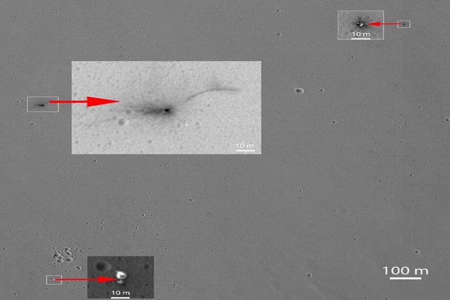 Fotografía del escenario del accidente enviada por el satélite MRO de la NASA. / NASA et al.