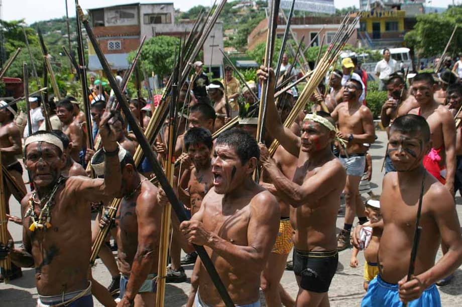 Indígenas motilón-barí durante protestas en Cúcuta.