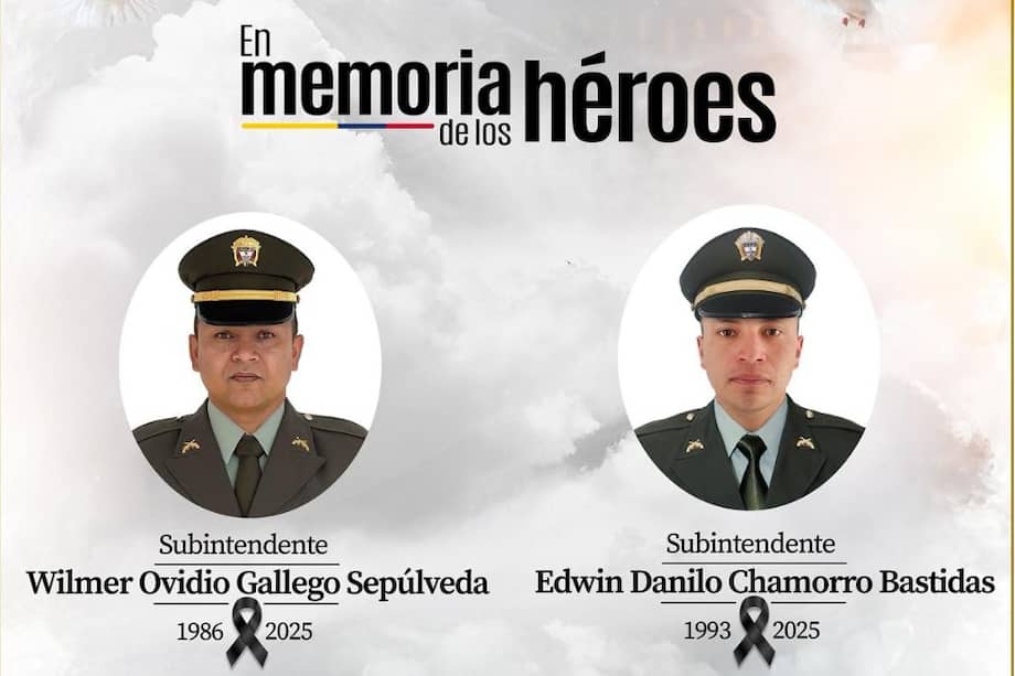 La identidad de los uniformados fue revelada por el director de la Policía, William Oswaldo Rincón.