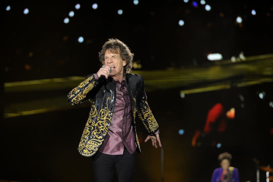 Banda británica de Rock en cabeza de su vocalista Mick Jagger durante su concierto en la ciudad de Bogotá