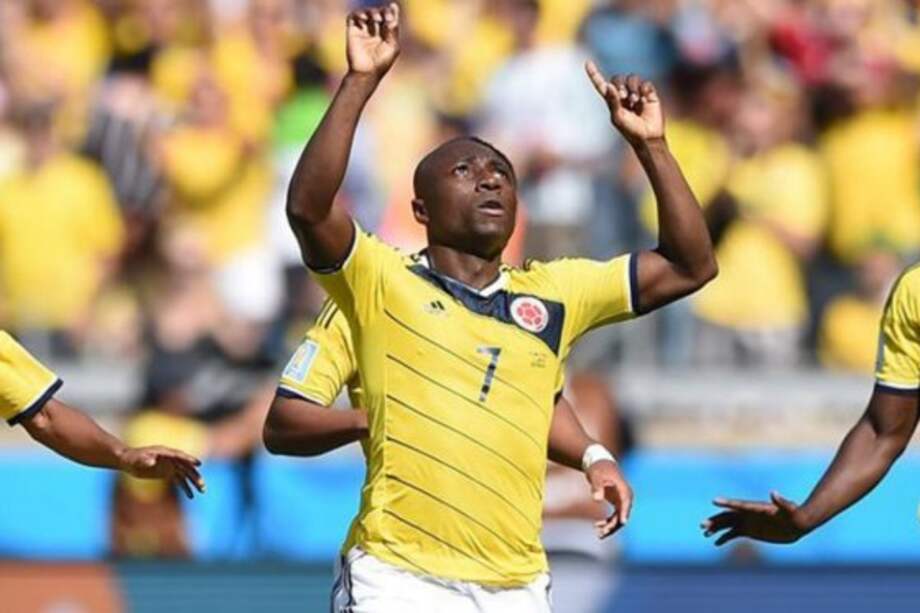 Pablo Armero celebra su gol en el Mundial Brasil 2014 ante Grecia. / AFP
