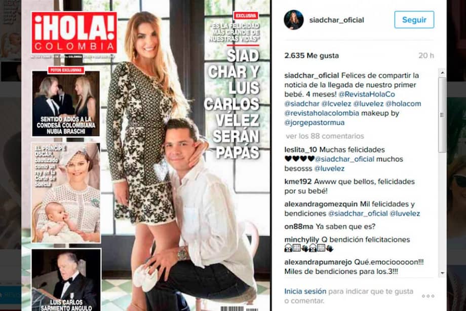 Luis Carlos Vélez y Siad Char van a ser papás