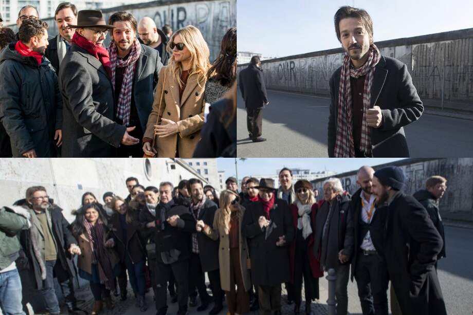 El director del certamen, Dieter Kosslick, el actor mexicano Diego Luna, y varios artistas protestaron en contra el proyecto del presidente de Estados Unidos, Donald J. Trump, de construir un muro en la frontera de su país con México.