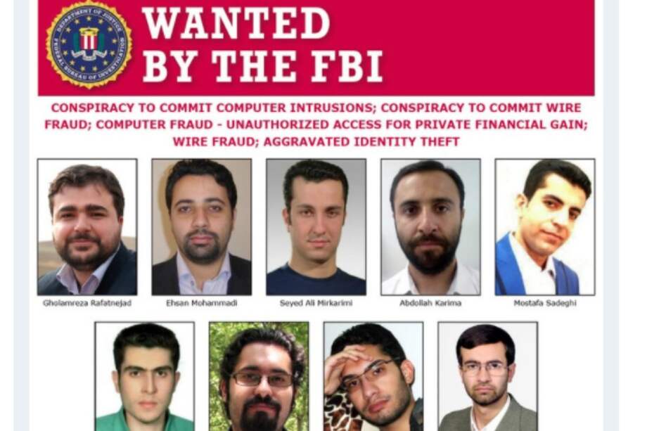 El FBI busca a estos nueve iraníes acusados de piratería electrónica. / FBI