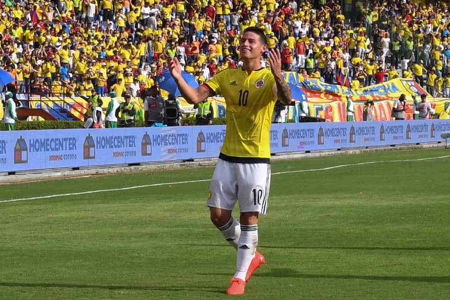 James Rodríguez, figura de la selección de Colombia. / AFP