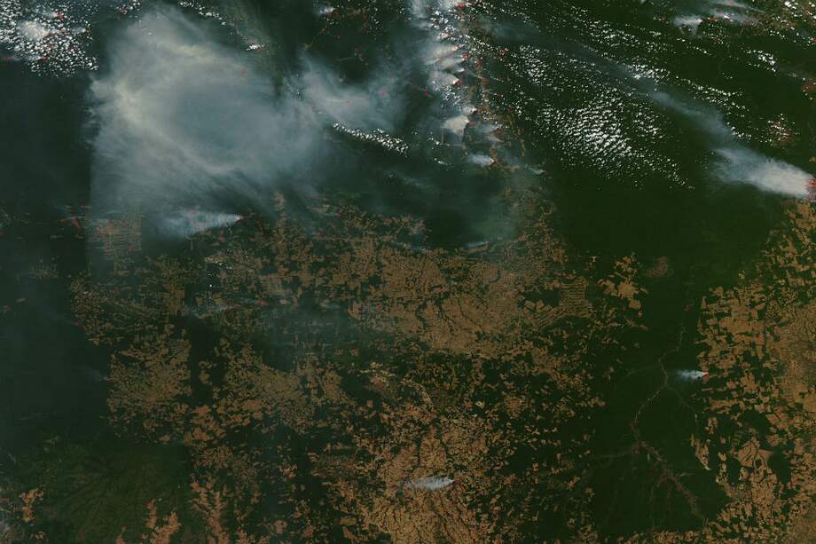 Estado de Pará, uno de los más deforestados del vecino país. El Brasil tiene el 48% de la selva amazónica en su territorio. / Nasa Earth Observatory