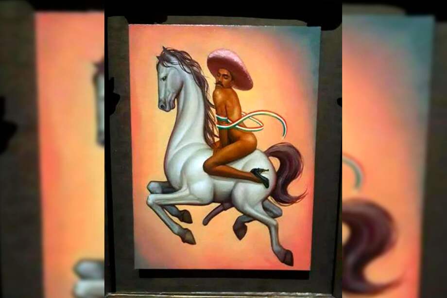 La obra se ubica en una sala de la exposición dedicada a repasar cómo los movimientos sociales actuales han representado a Emiliano Zapata, cuya imagen había sido usada tradicionalmente como un símbolo de México y de la masculinidad. / Fabián Cháirez - EFE