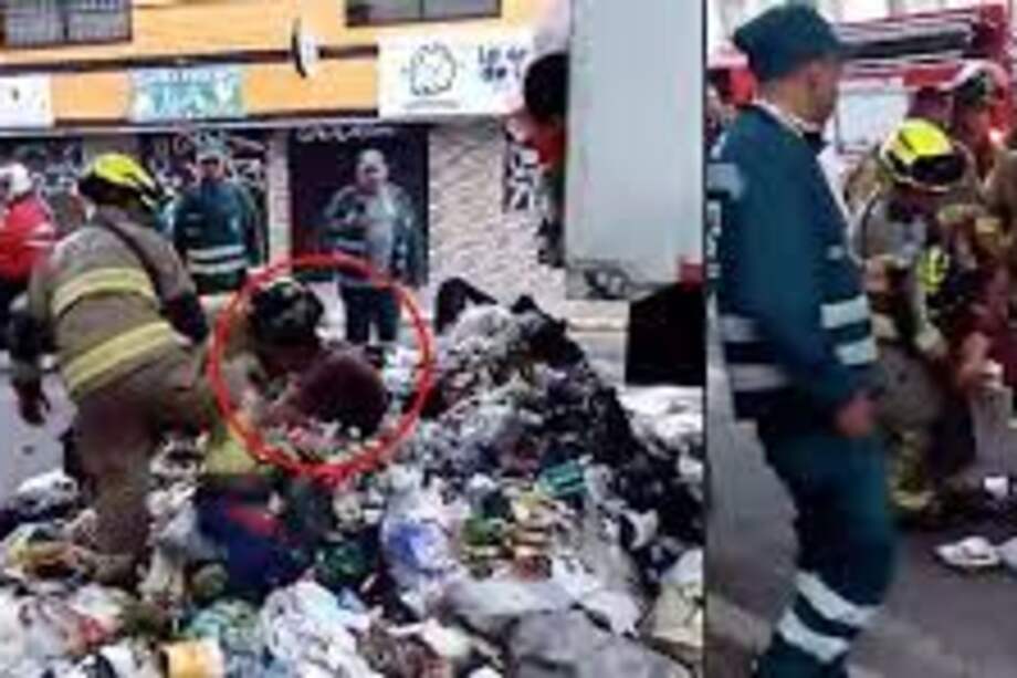 Luego de haber sido auxiliado por los bomberos, el hombre salió del contenedor con signos de desorientación.