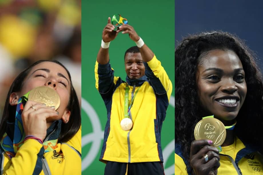 Mariana Pajón, Óscar Figueroa y Caterine Ibargüen. / EFE-AFP