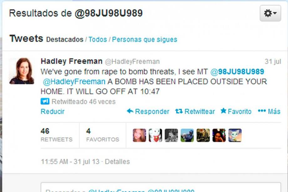 Así se ve el perfil de Hadley Freeman en Twitter.