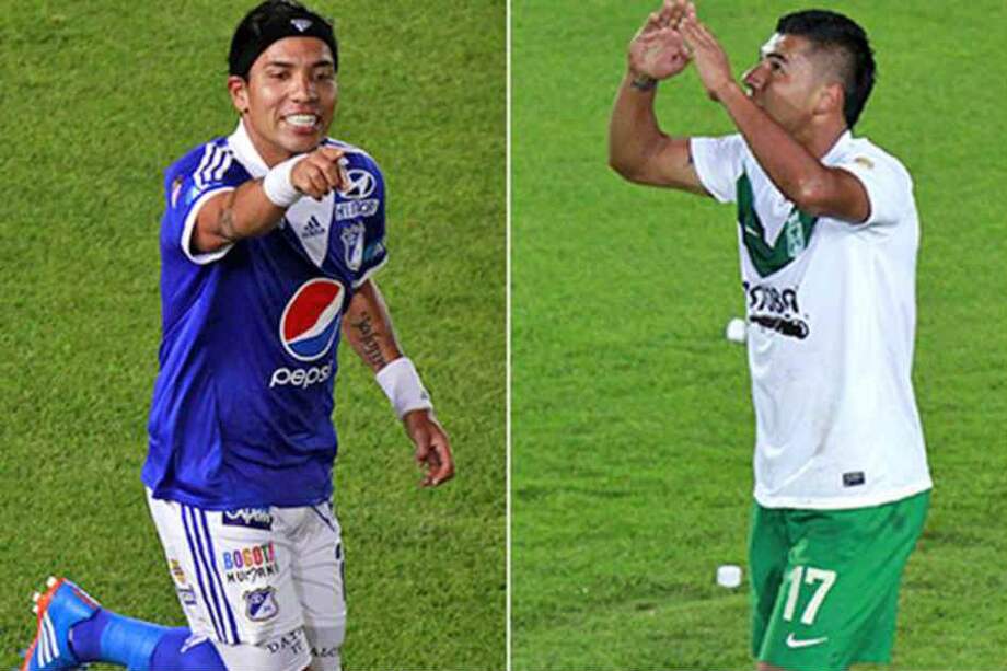 Dayro Moreno y Jefferson Duque, los referentes de gol para Millonarios y Nacional.