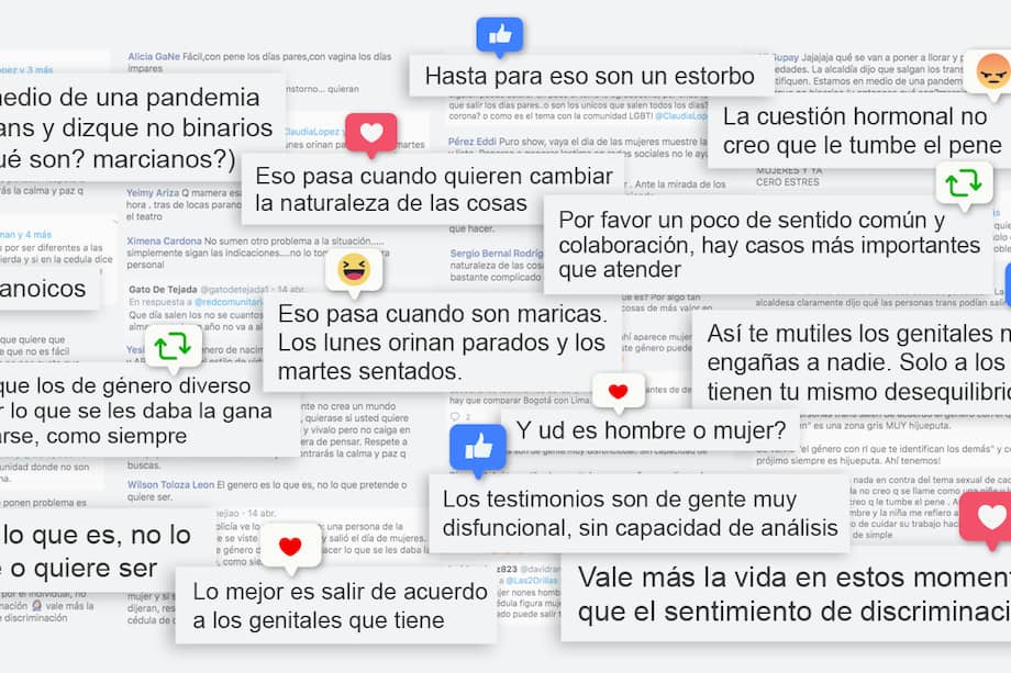 Comentarios en redes sociales recogidos durante la polémica por la medida de Pico y Género./ Imagen de Natalia Ospina.