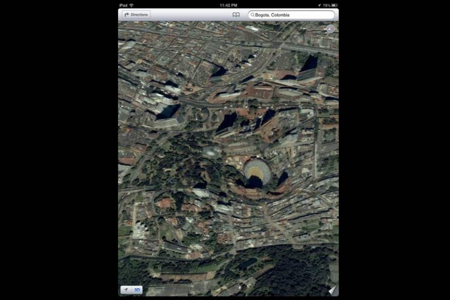 El centro de Bogotá según iOS 6 Maps.