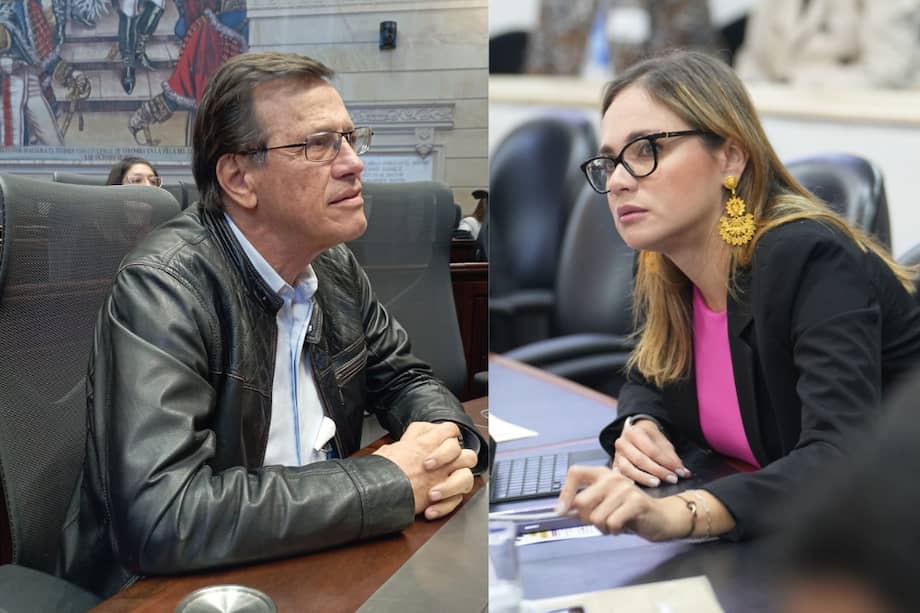 Fabio Arias Giraldo, presidente de la CUT (izq); Carolina Arbeláez, representante de Cambio Radical.