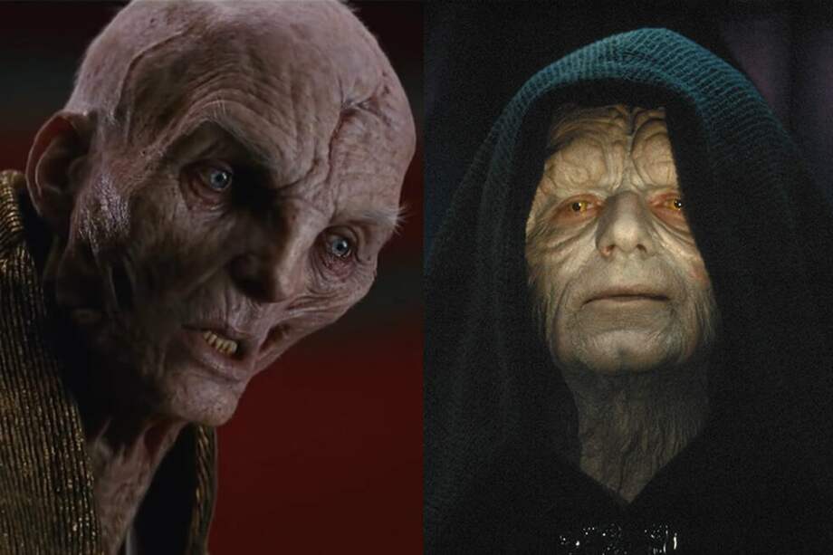 Snoke y Darth Sidious, dos de los más importantes villanos de la saga "Star Wars". / Cortesía