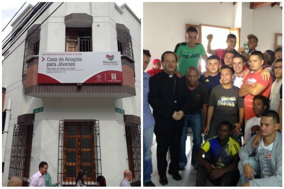 Aníbal Gaviria y Monseñor Ricardo Tobón Restrepo, arzobispo de Medellín (derecha), participaron en la inauguración de la ‘Casa de acogida para jóvenes’.
