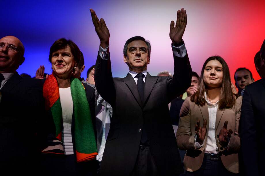 Este jueves, François Fillon dio un discurso ante sus seguidores en Besançon. / AFP