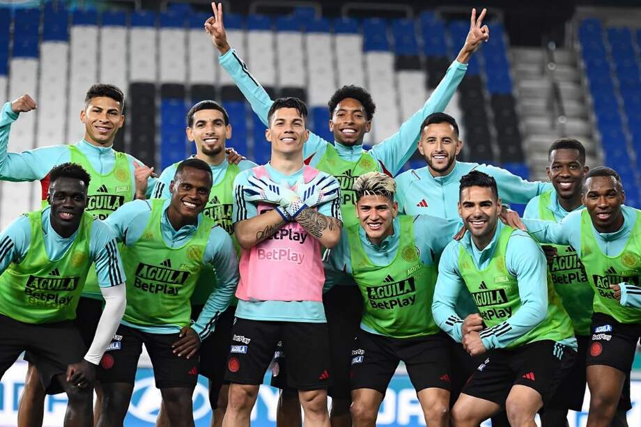 La selección de Colombia en entrenamiento antes del partido contra Corea del Sur.