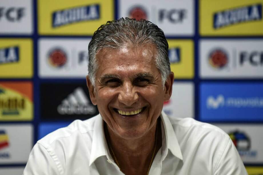 Queiroz, durante la rueda de prensa de este jueves en Barranquilla. / AFP