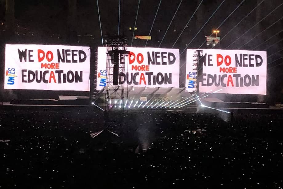 Imagen de uno de los momentos más impactantes de la presentación de Roger Waters en Bogotá, el miércoles 21 de noviembre. / Cortesía