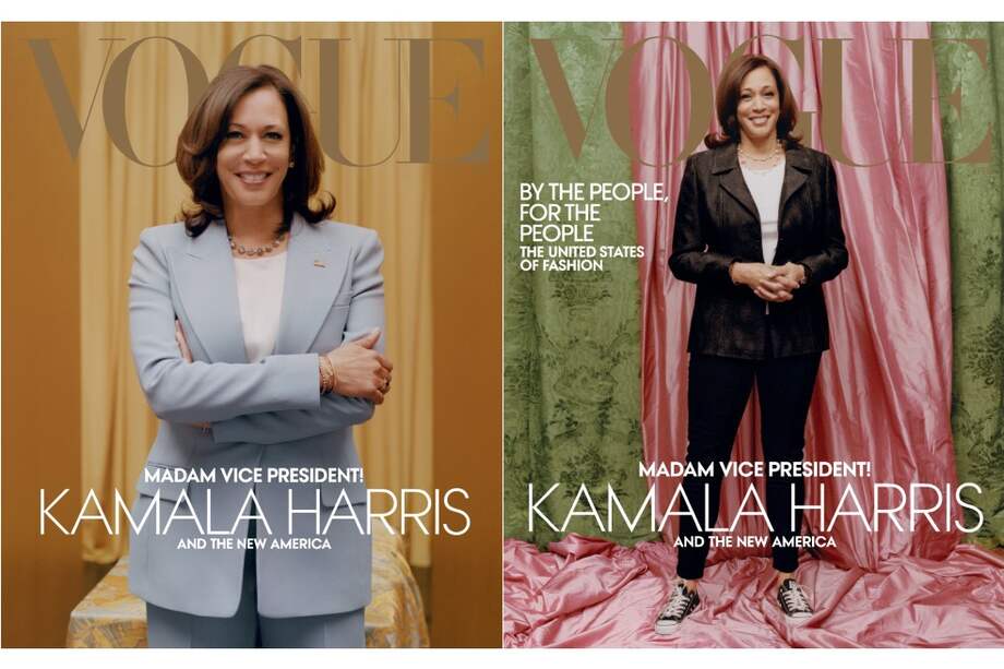 Kamala Harris en una de las fotos tomadas por el fotógrafo afroestadounidense Tyler Mitchell, quien había fotografiado en 2018 a Beyoncé para la cubierta de la revista.