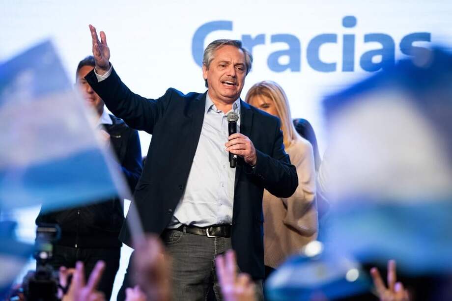 Alberto Fernández durante celebración de resultados de las elecciones primarias. / AFP