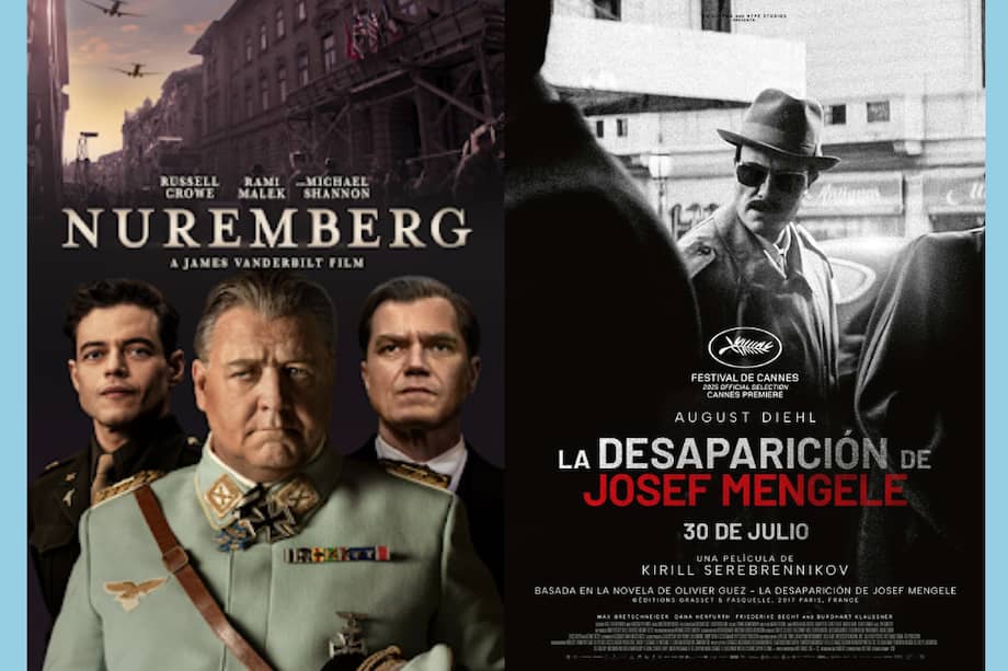 Afiches de "Nuremberg: el juicio del siglo" (2025) y "La desaparición de Josef Mengele" (2026).