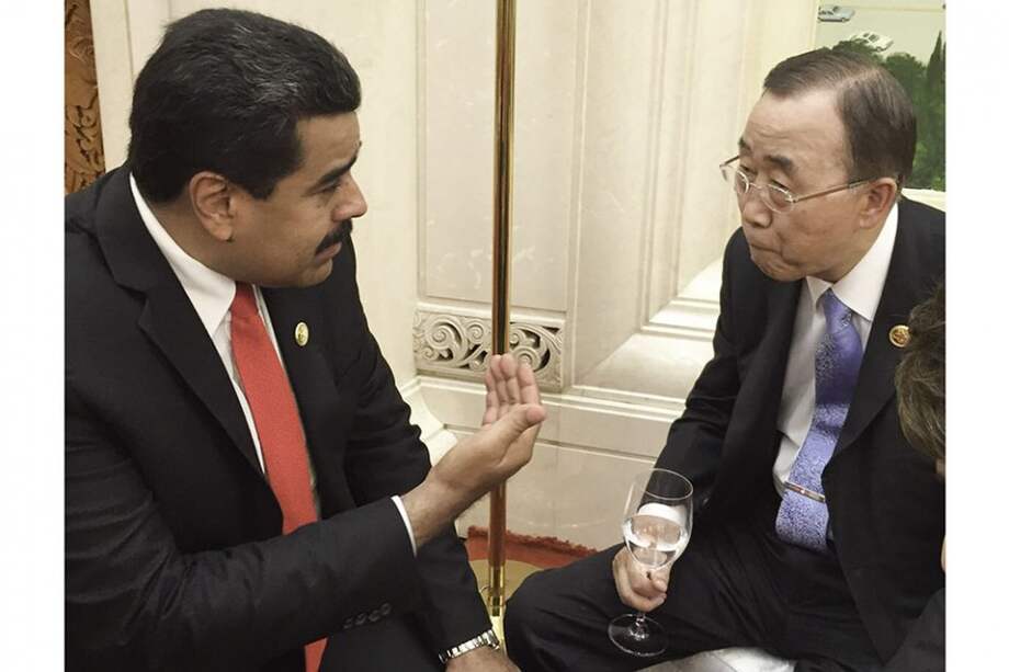 El presidente venezolano, Nicolás Maduro, y el secretario de la ONU, Ban Ki-moon, reunidos en China. / Gobierno de Venezuela