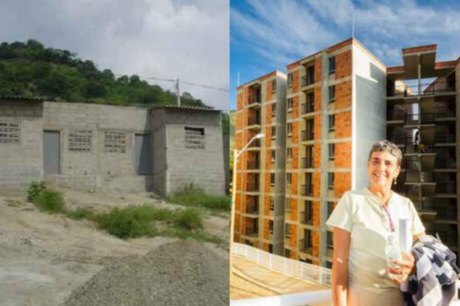 Según el ministro Henao, las de la izquierda son las casas que entregaba el gobierno de Álvaro Uribe y las de la derecha las casas que entrega el actual.