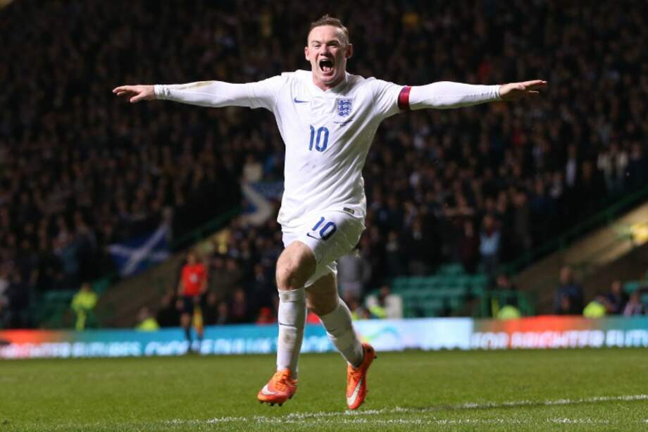 Wayne Rooney festeja uno de los 53 goles que, en 119 partidos, convirtió con la selección inglesa. / AFP