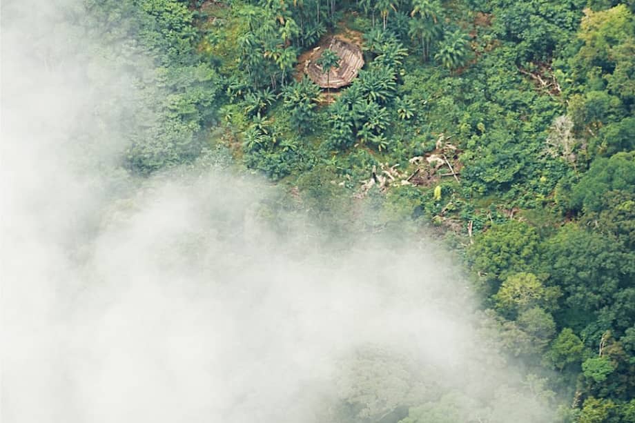 En esta imagen, tomada en 2010 por Parques Nacionales Naturales, se ve una maloca en la que viviría un grupo aislado del Amazonas. / Cristóbal von Rothkirch