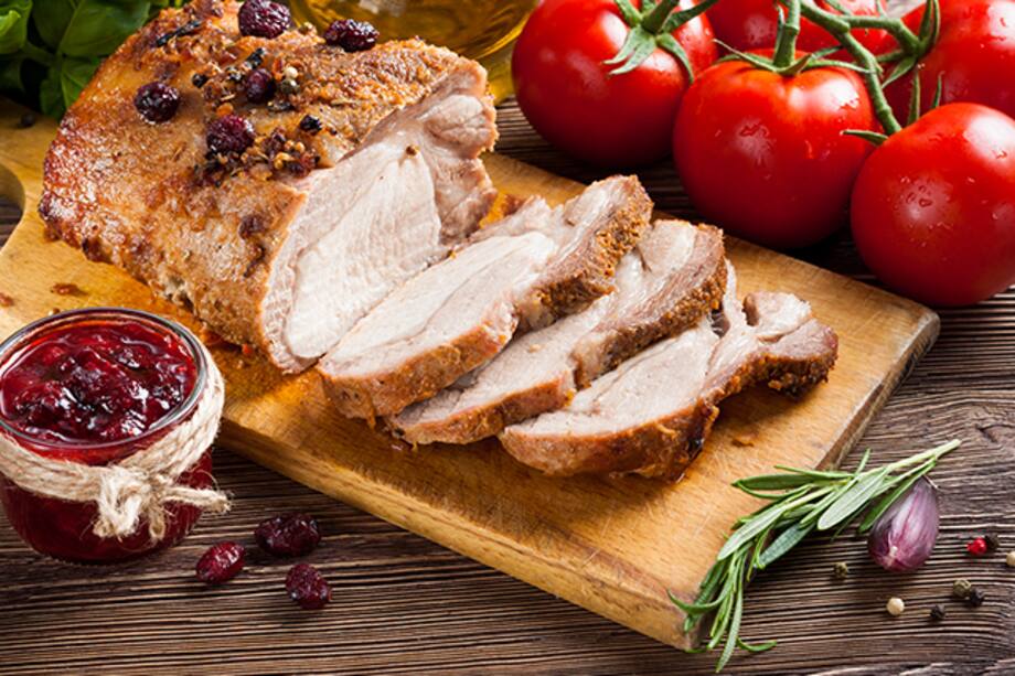 Lomo de cerdo con arándanos. Me encanta la carne de cerdo