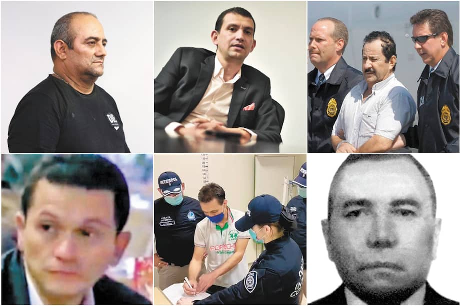 Alias Otoniel, Emilio Tapia y Hernán Giraldo (arriba de izq a der). "Memo Fantasma", "El Zarco" y "Don Lucho". (abajo de izq a der).