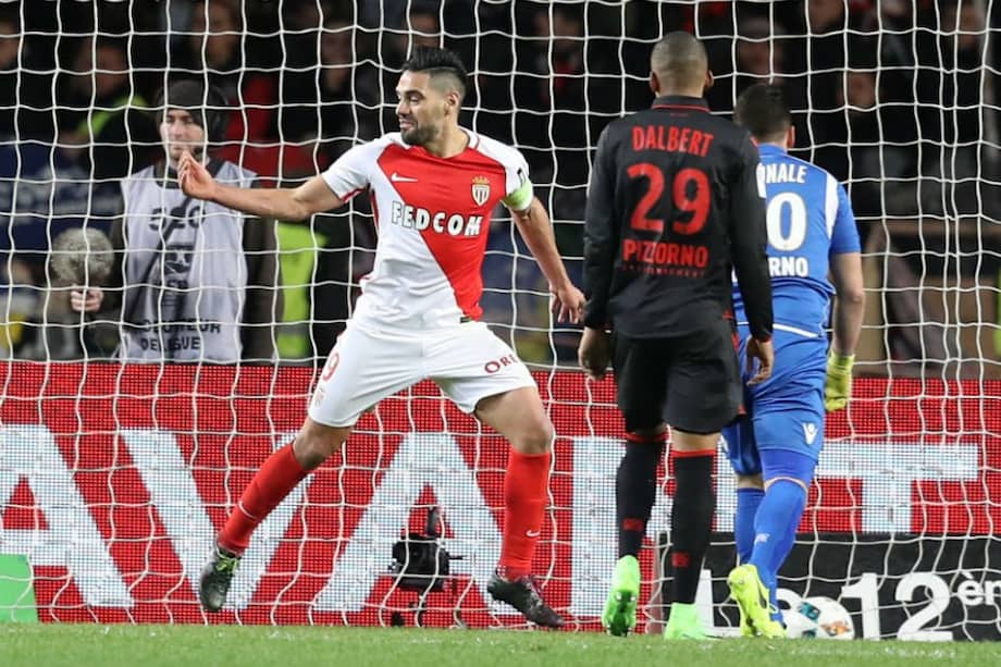 Falcao celebra su primer tanto contra el Niza. Foto: AFP