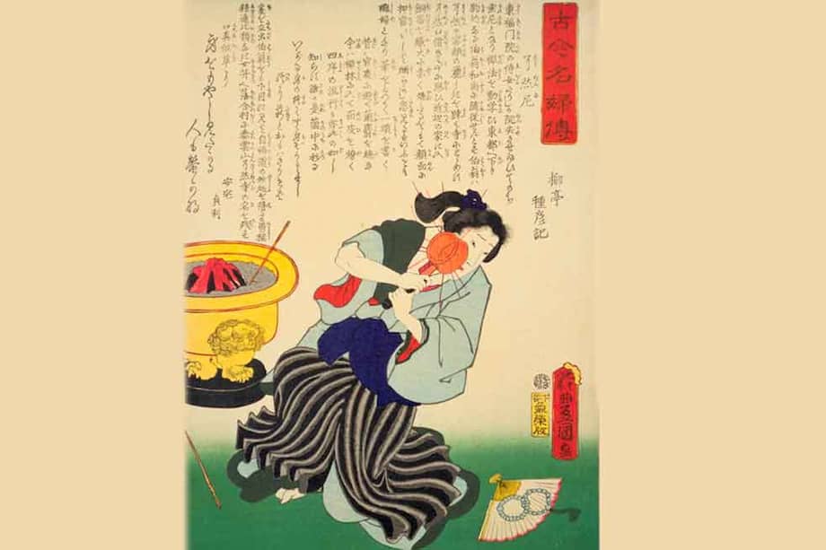 Grabado estilo ukiyoe de Ryonen Genso, firmado por Kunisada Utagawa. (1864)