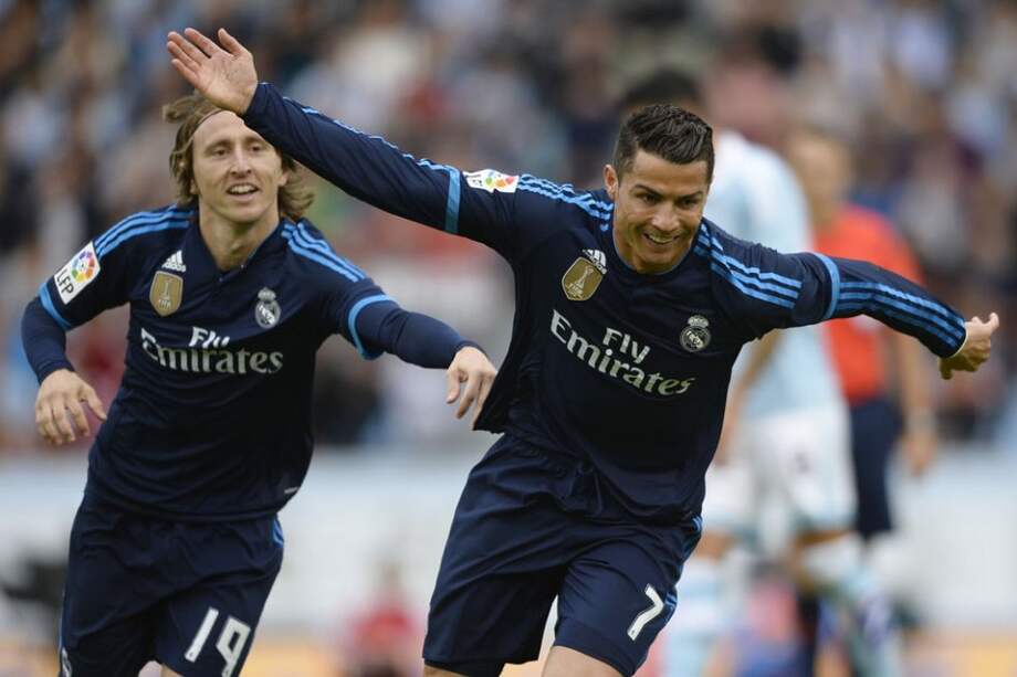 Cristiano Ronaldo celebra uno de los goles del Real Madrid contra el Celta. Foto: AFP