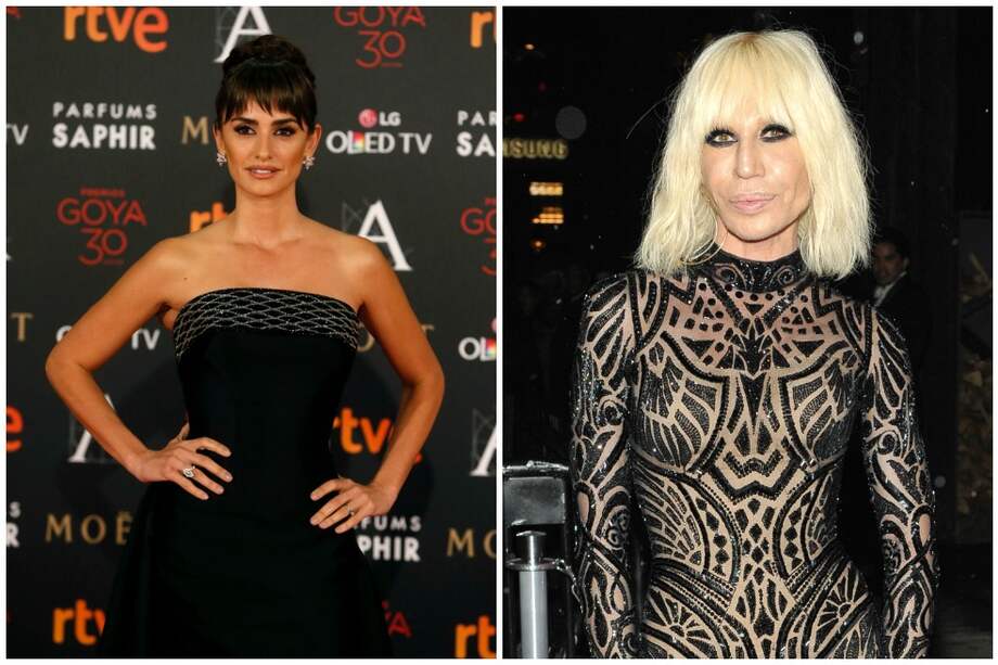 La actriz Penélope Cruz y la diseñadora Donatella Versace.