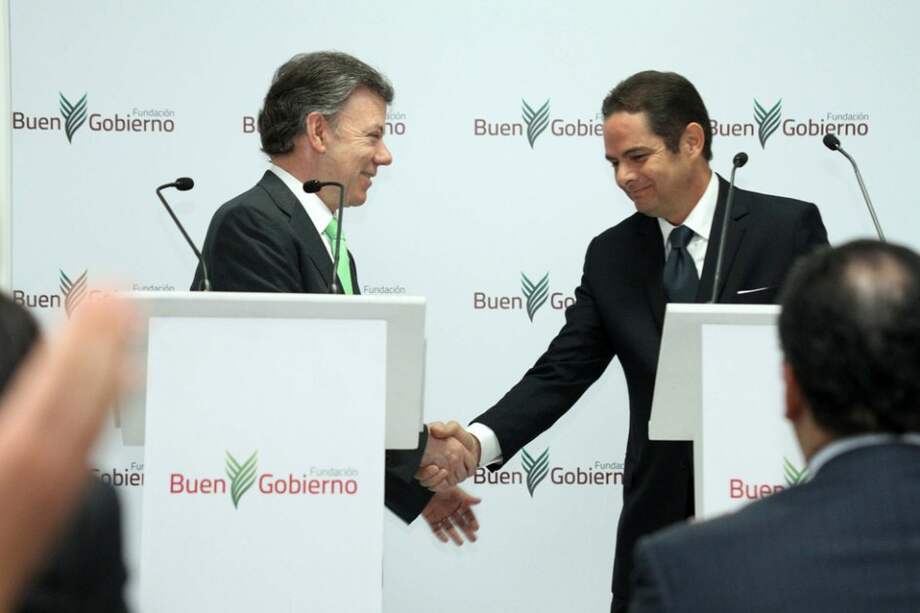 El presidente Juan Manuel Santos acompañado de su fórmula a la vicepresidencia Germán Vargas Lleras.
